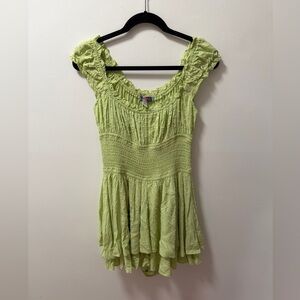 Urban Outfitters Rosie Smocked Tiered Ruffle Romper
